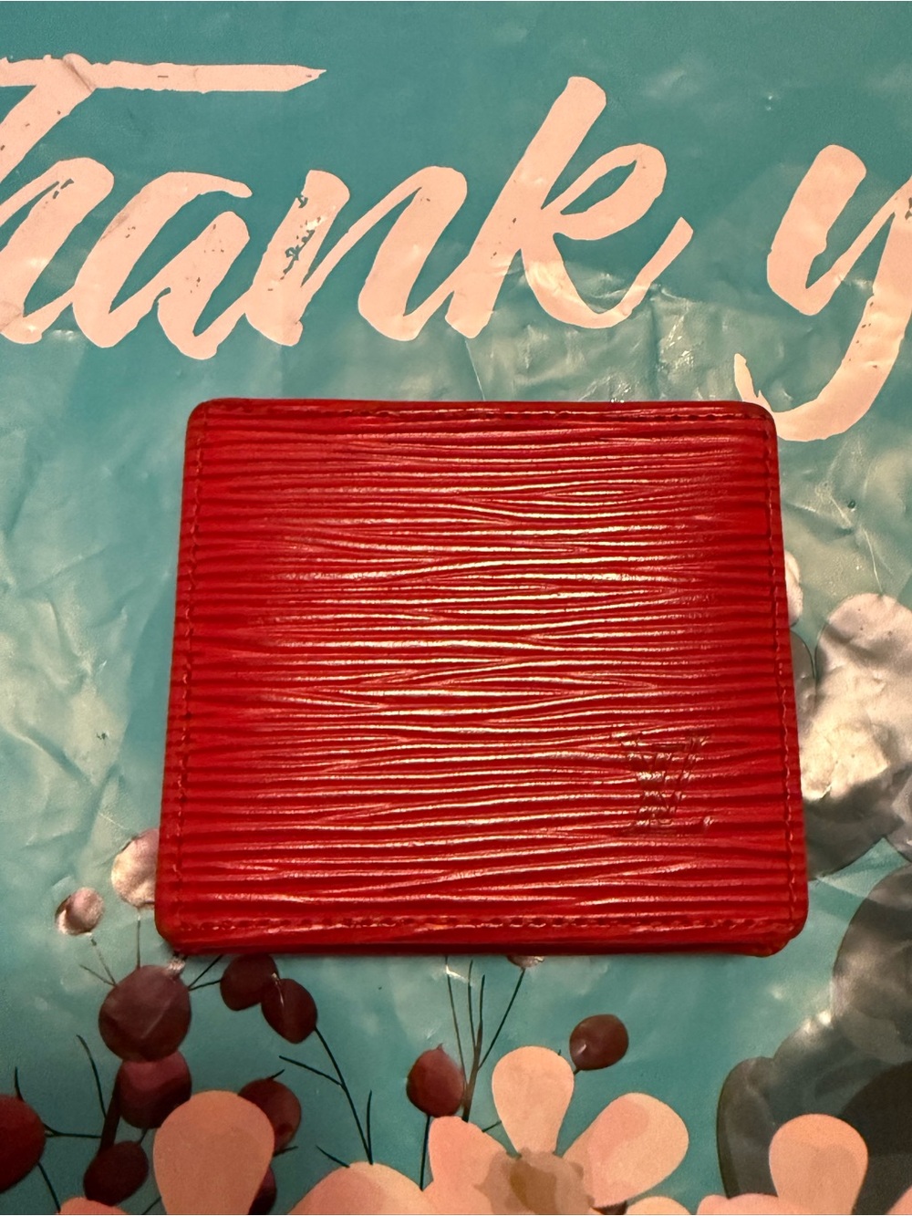 Louis Vuitton Red Leather coin/jewelry pouch